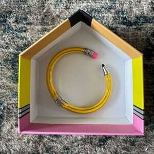Betsey Johnson Yellow Pencil Bracelet with Pink Eraser Accent